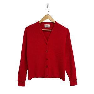 Vintage Lady Pinnacle Women's Long Sleeve Bright Red V-Neck Sweater Size M